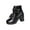 Black, variant on Xfvqtps Womens Fashion Chunky Heel Ankle Boots Buckle Lace up Martin Boots Faux Leather Mid Heel Winter Boots for Casual Outdoor Dress Black