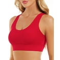 thumbnail image 4 of WANOSS Women's Strappy, Longline, Crossback, Padded, Medium Support Yoga Sports Bra, Red, 4 of 20