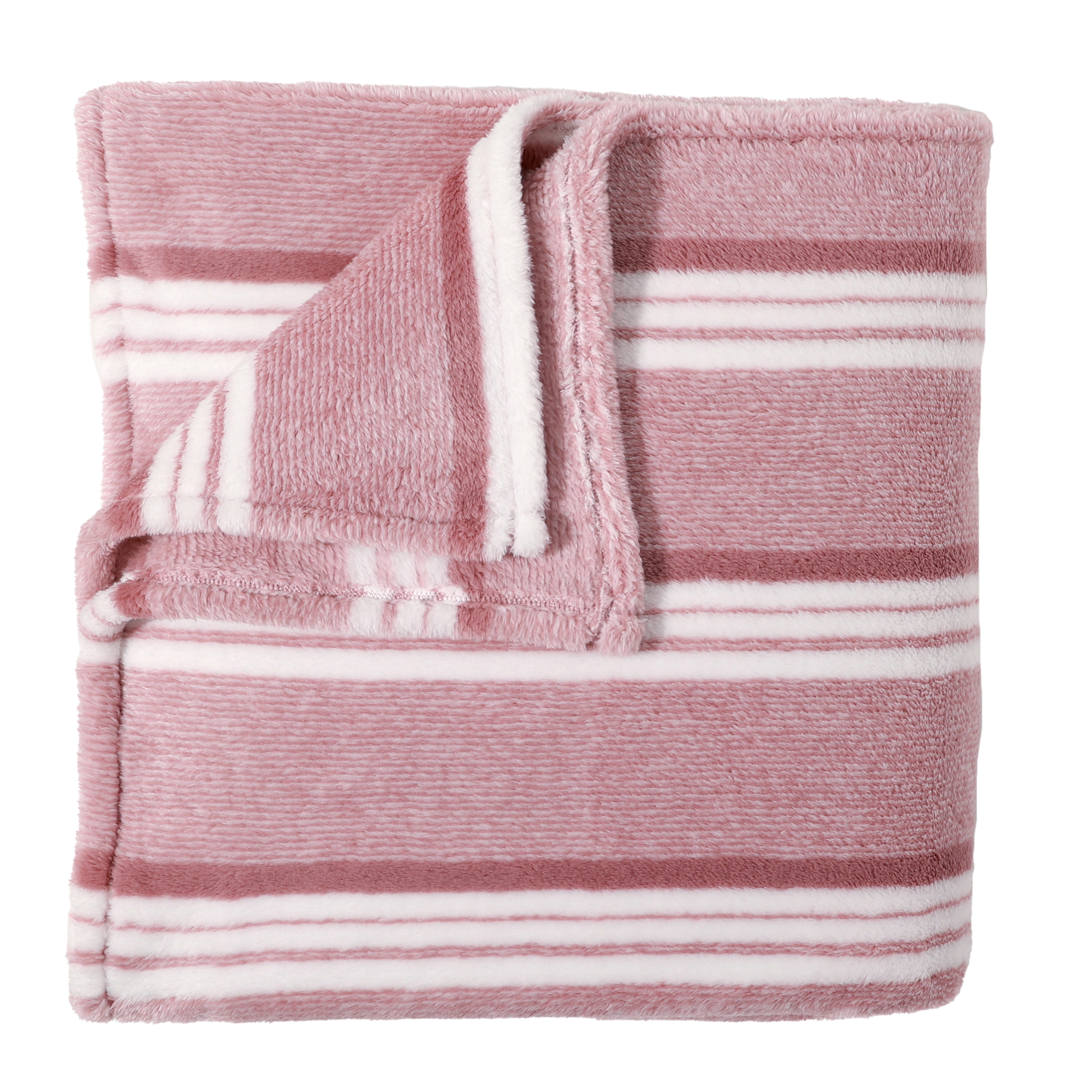 Berkshire Blanket Eco Plush Blanket, Full/Queen, Blush Stripe