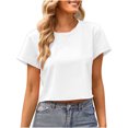 thumbnail image 3 of Blusa corta con estampado de manga corta y cuello redondo informal cómoda a la moda para mujer OAVQHLG3B Store lin121212, 3 of 3