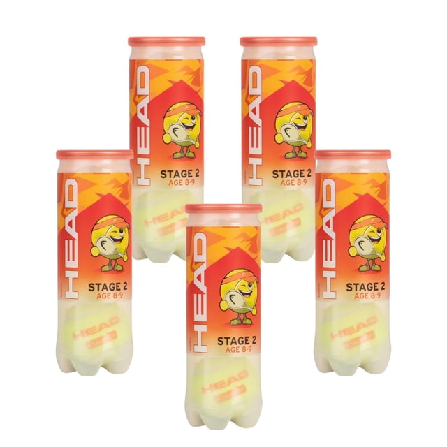 Pack 5 botes de 3 pelotas Head Tennis TIP Naranja Niños amarillo