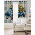 thumbnail image 2 of Blue Truck Yellow Sunflower Kitchen Curtains Summer Teal Plaid Vintage Cafe Short Curtains for Bathroom Blackout Window Curtain Grommet Small Window Treatment Drapes for Bedroom Living Room 42"x45"x2, 2 of 9