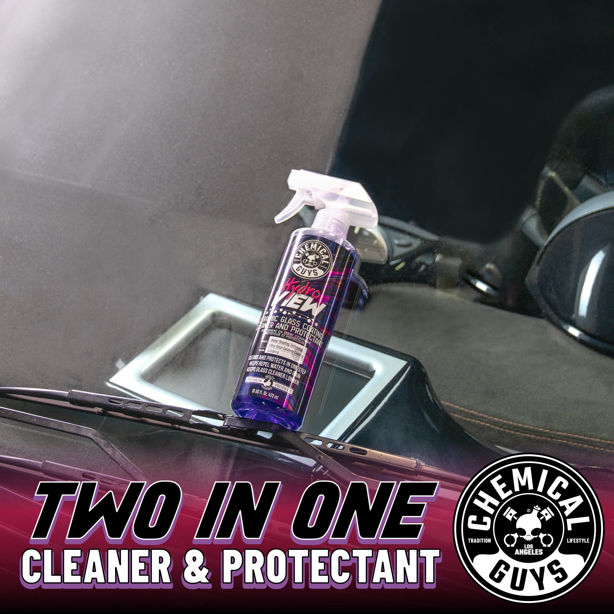 (2 pack) Chemical Guys Hydroview Automotive Glass Cleaner, Unscented, for Car, Suv, 16 oz, 1 Pack