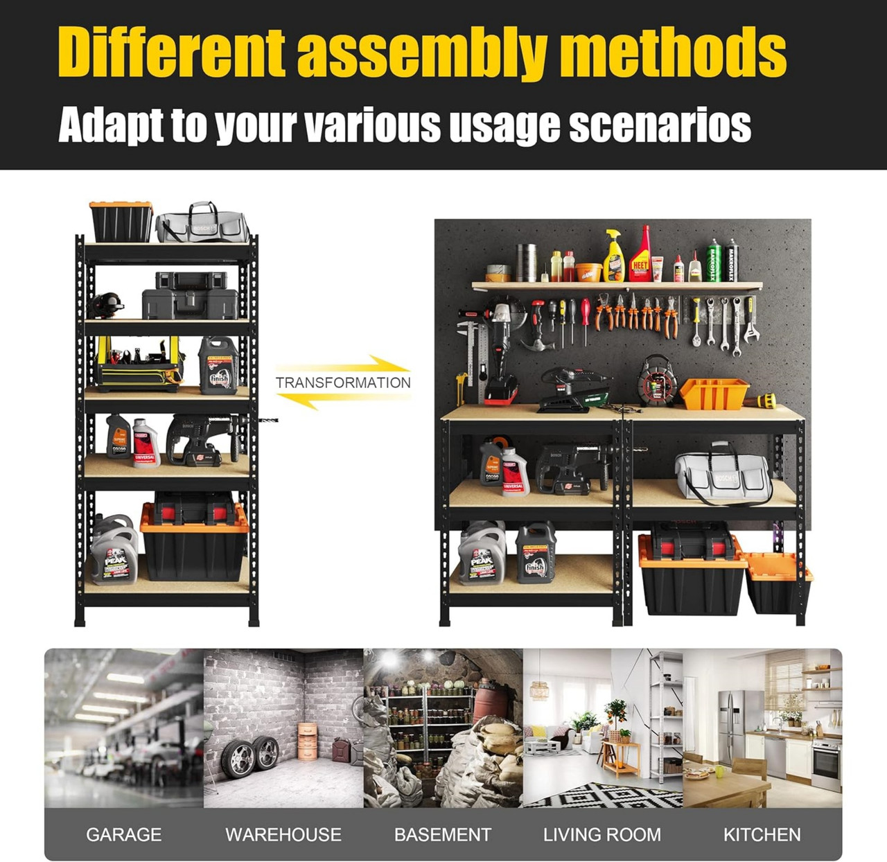 Xiweot 5-Tier Heavy-Duty Metal Storage Shelving Unit photo 5