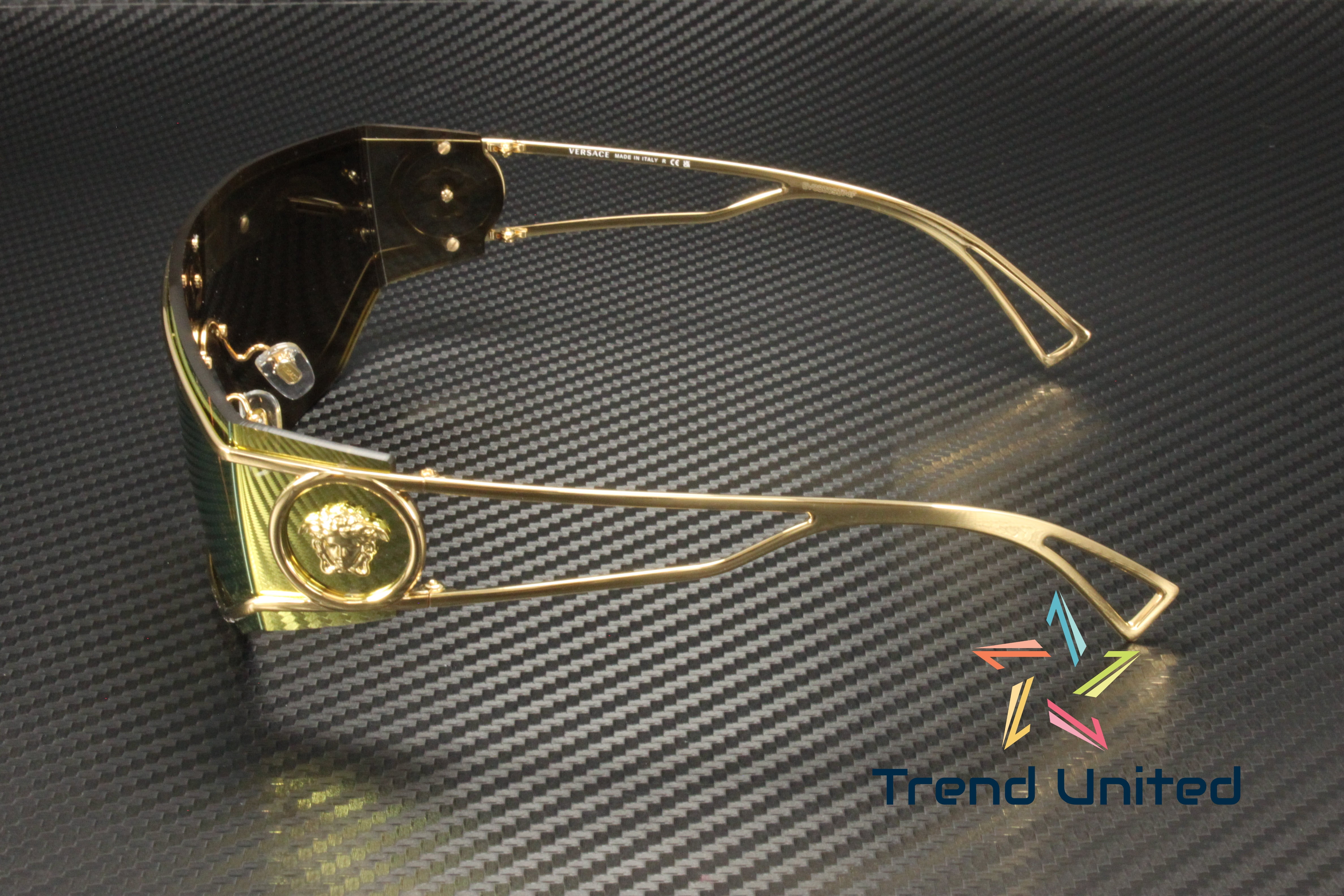 Versace Brown Mirror Gold Shield Men's Sunglasses VE2226 10027P 145