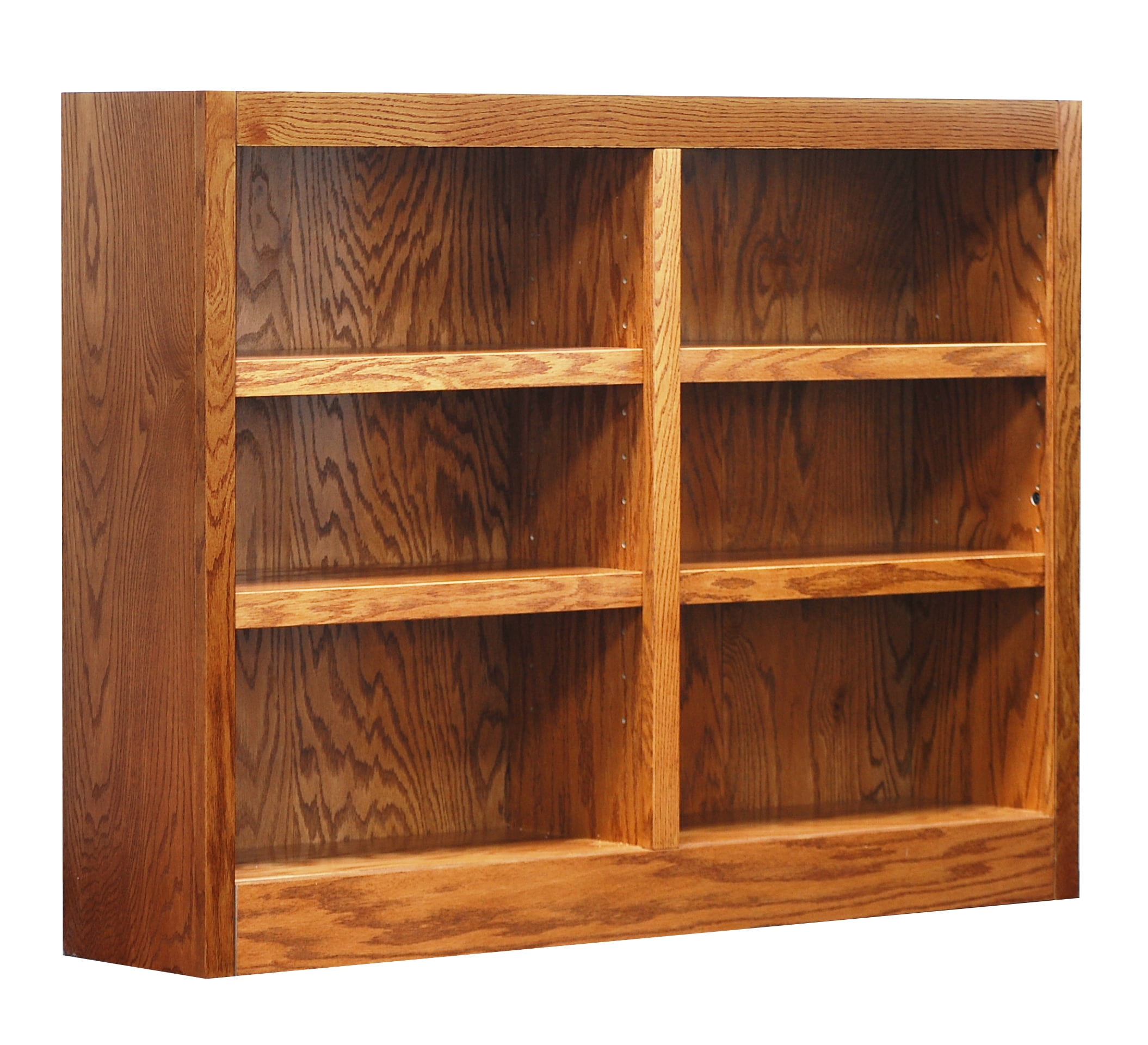 Concepts In Wood MI4872-D Double Wide Bookcase Dry Oak Finish 10 Shelves 