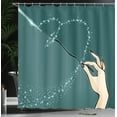 thumbnail image 4 of Ambesonne Halloween Shower Curtain, Witch Hand and Magic Wand, 69"Wx75"L, Dark Teal and Pale Peach, 4 of 5