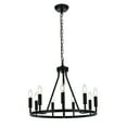 thumbnail image 2 of Melucee 9-light Wagon Wheel Chandelier Farmhouse Black Chandeliers for Dining Room Light Fixtures Over Table, Metal Round Industrial Chandeliers Island Light for Living Dining Foyer Entryway, 2 of 8