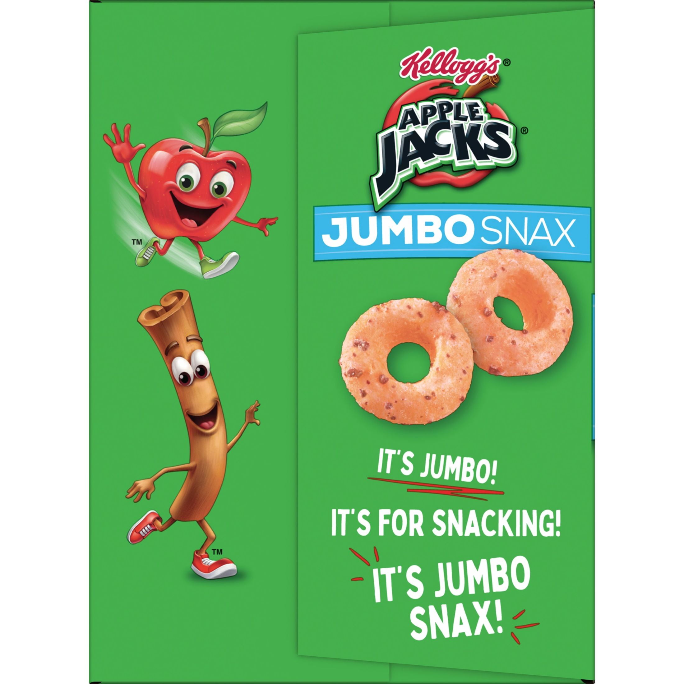 (3 pack) Kellogg's Apple Jacks Jumbo Snax Cereal Snacks, Lunch Box Snacks, Original, 5.4oz Box (12 Pouches)