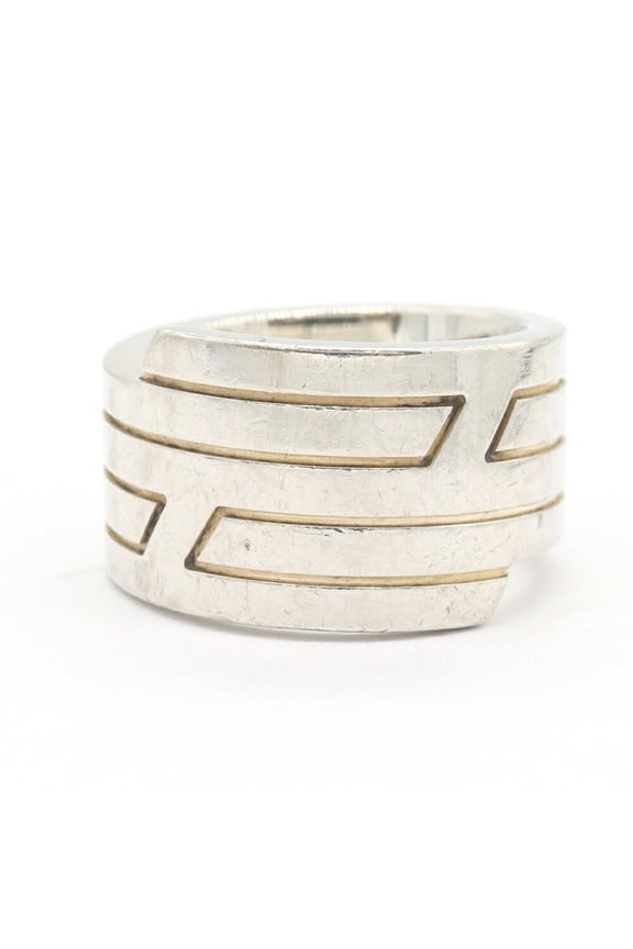 Pre-Owned Hermes Ring Italique SV Sterling Silver 925 Size 53 Old Women's Men's HERMES