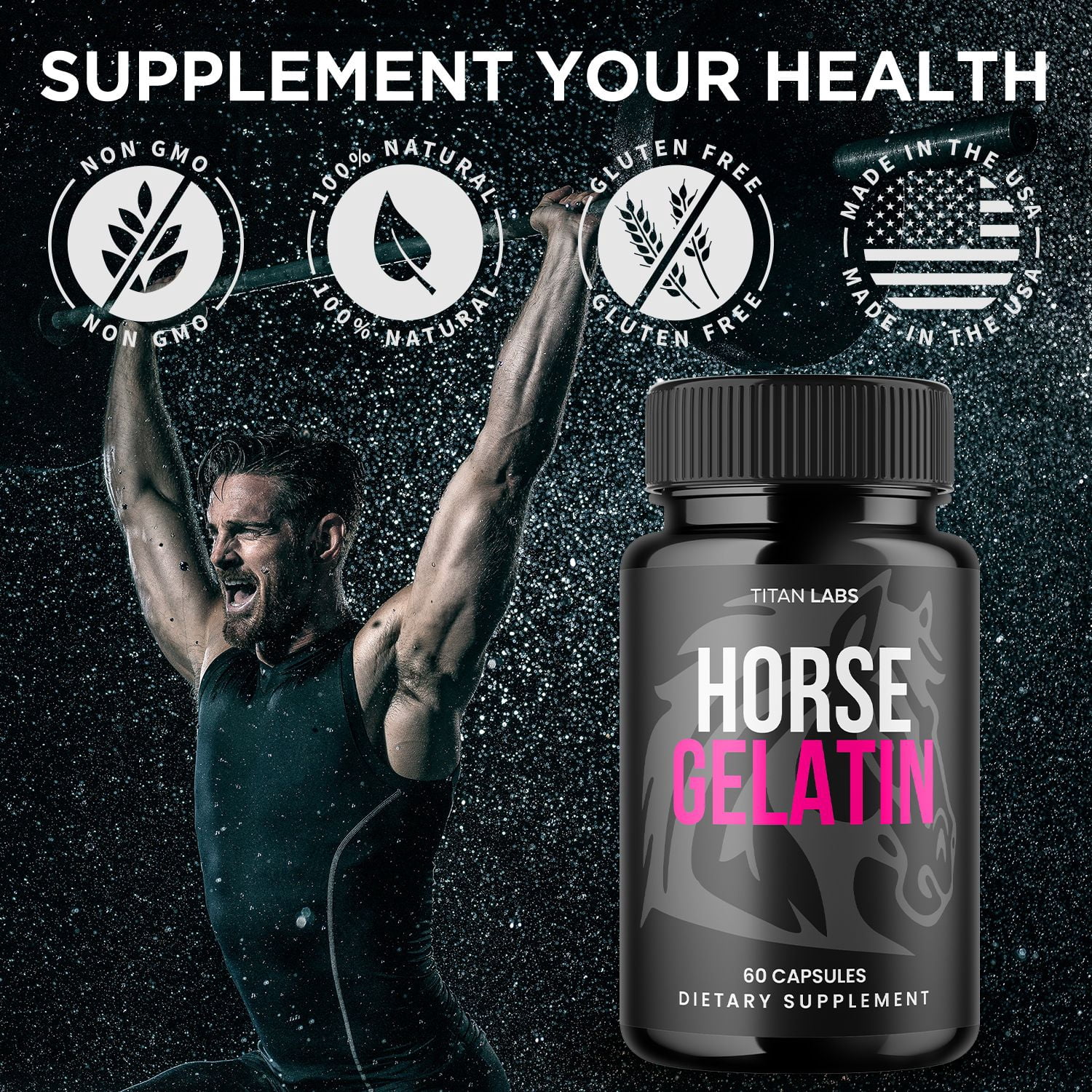 Horse Gelatin Advanced Formula Natural Supplement Pills for Max Strength HorseGelatin 300 Capsules