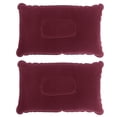 thumbnail image 1 of 2pcs Super-thick Flocking Fabric Inflatable Pillow Portable Travel Pillow for Outdoor Activities (Purplish Red), 1 of 7