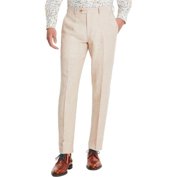 Bar Iii Mens Slim fit Dress Pants 30 / 30 Beige Solid Linen