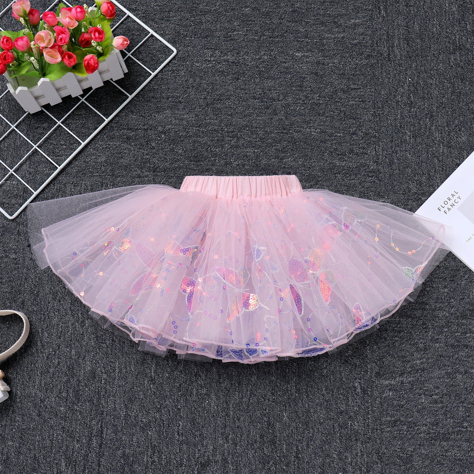 IBTOM CASTLE Baby Girl 1st Birthday Outfit Sequin Butterfly Romper Tutu Skirt Headband Clothes for Cake Smash Photo Shoot 1 Year Pink Butterfly