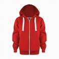 thumbnail image 2 of KPOPLK Boys Jacket- Soft Woven Zip Up Hooded Shirt Kids Long Sleeve Solid Sweatshirts for Boys Red Size 9-10 Years, 2 of 5
