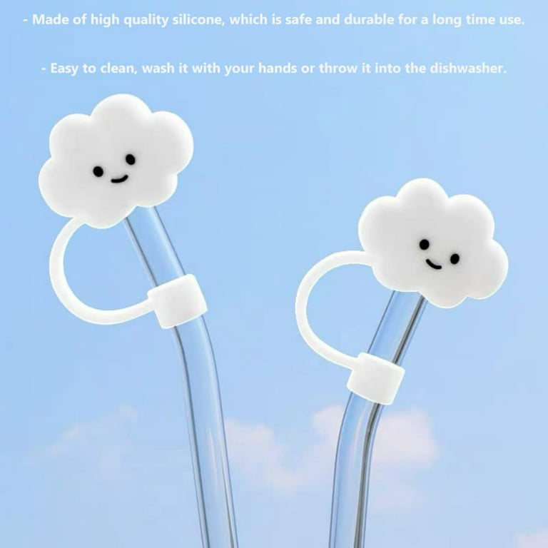 2 Pcs Silicone Straw Tips Covers, Food Grade Drinking Straw Tips Lids,  Reusable Cloud Shape Silicone Straw Plugs, Cloud Shape Straw Protectors 