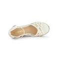 thumbnail image 4 of BLISSFUL STEP Women's Shoes Floral Lace Espadrille Wedge Heel Open Toe Sandals Green 6, 4 of 7