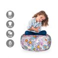 thumbnail image 2 of Flower Storage Toy Bag Chair, Retro Spring Floral Pattern Grunge Funky Style Inspired Colorful Daisies Bohemian, Stuffed Animal Organizer Washable Bag, Small Size, Multicolor, by Ambesonne, 2 of 3