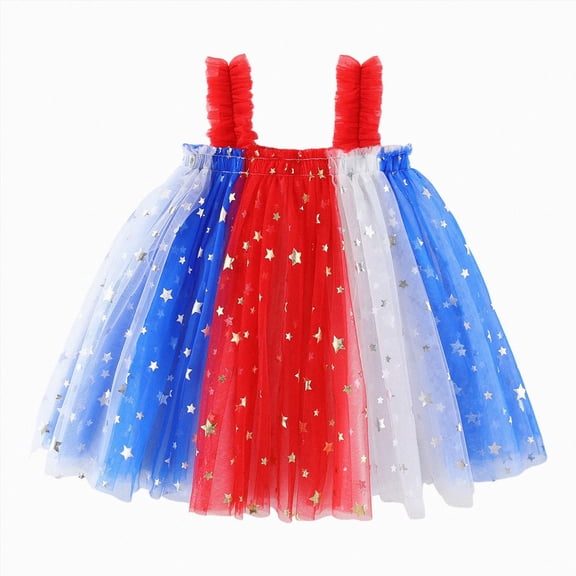 CAUYDY 4th Of July Baby Girl Clothes 1-5T Toddler Girls Dress 6-7 Years Kids Independence Day Outfits July 4th Children Girls Dresses (Sizes 2-3 Years,Red)