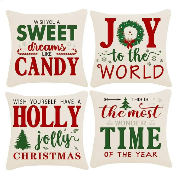 4 Pieces Christmas Pillows Christmas Pillow Covers Christmas Decorative Throw Pillow Case Christmas Tree Garland Element