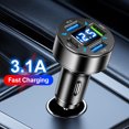 thumbnail image 2 of Toma de corriente de 66 W Adaptador de carga rápida de luz azul de 4 puertos USB PD para Huawei Xiaomi Hugtrwg  Para estrenar, 2 of 9