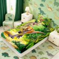 thumbnail image 2 of Manfei Cartoon T-Rex Wildlife Fitted Sheet Queen,Funny Animals Bedding,Green Yellow,3pcs,1 Fitted Sheet and 2 Pillowcases, 2 of 6