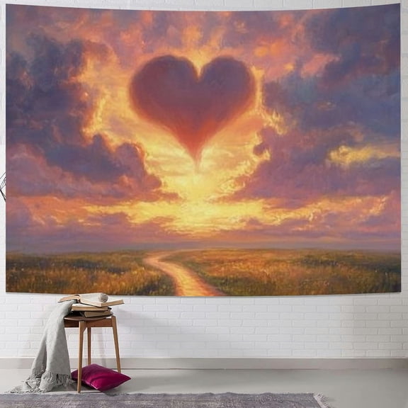 Creowell Sunset Valentine's Day Tapestry Wall Hanging for Living Room Home Decor - Vivid Design, Multi-Functional, Easy Installation 40x30inch