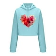 thumbnail image 5 of Xdegoge Womens Valentines Sweatshirt Long Sleeve Drawstring Hoodie Cute Playful Love Heart Print Pullover Casual Lightweight Trendy Cropped Hoodies, 5 of 7