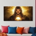 thumbnail image 2 of Framed Canvas Wall Art of Jesus Holding Divine Light, 48x24 Inch Religious Spiritual Decor for Home Office Church, 2 of 8
