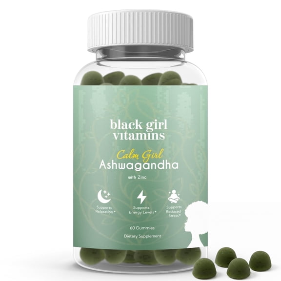Black Girl Vitamins Calm Girl Ashwagandha Gummies Stress Support, Promotes Relaxation & Mental Clarity, Supports Sleep & Immune Health Supplement
