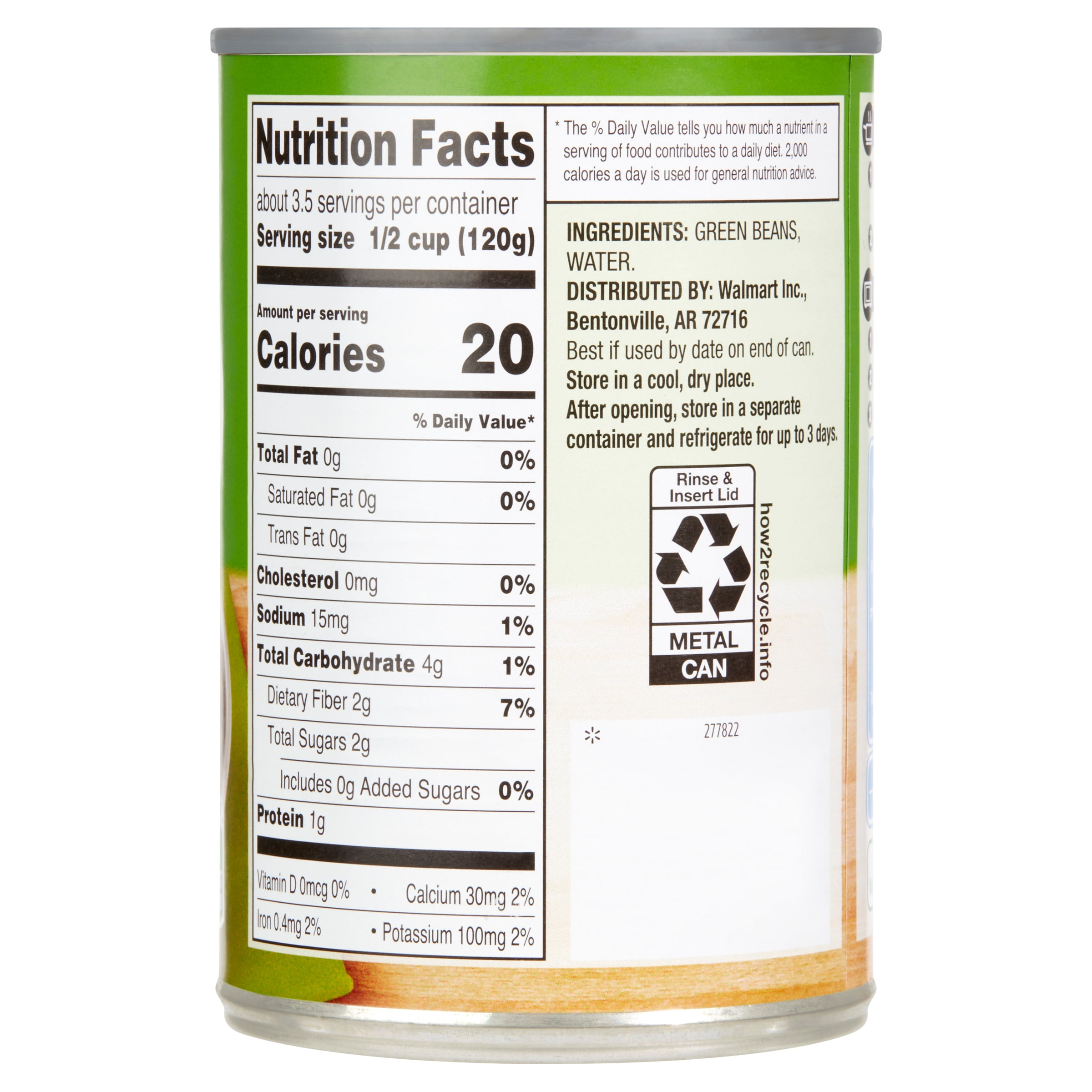 Great Value French Style Green Beans, Canned Green Beans, 14.5 oz Can