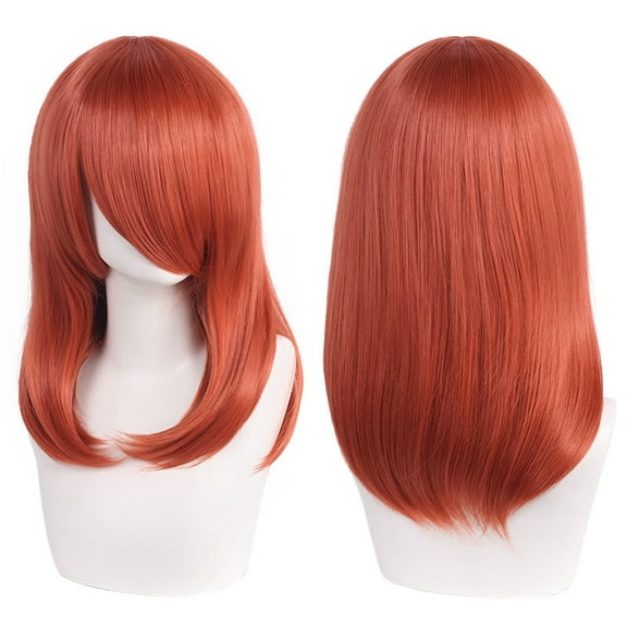 Namzi 1pc 40cm Short Wig, Cosplay Wig, Straight Wig, Synthetic Wig, Shoulder Length Wig,Orange Red