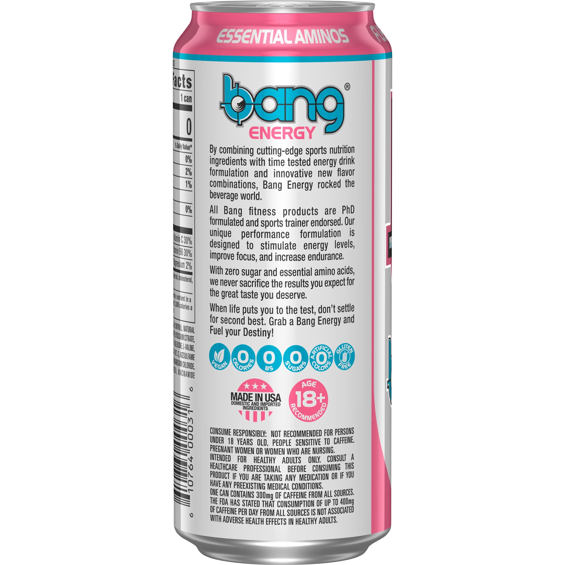 (5 pack) Bang Energy Cotton Candy Sugar Free Energy Drink 16 fl oz Can