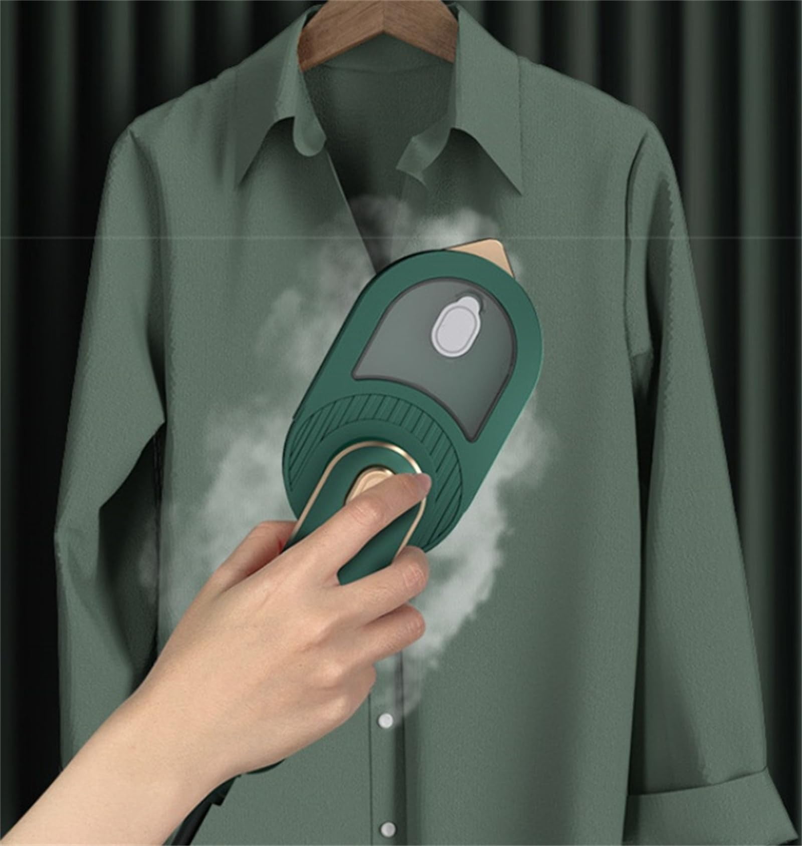 Mini Steam Iron, Portable Steamer Iron, Portable Steam Irons with Anti-Scald Base, 2 in 1 Mini Travels for Travel and Home21*10.5*12cm,green