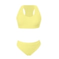 thumbnail image 4 of Women High Waisted Bikini Set Scoop Neck Bikini Crop Top Swimsuit 2 Piece Crisscross Back Sporty Bathing Suit Yellow S, 4 of 5