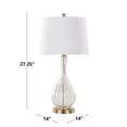 thumbnail image 5 of 27" Clear Crackle Glass Table Lamps w/ Ribbed Teardrop Base and Off-White Linen Shades (Set of 2), 5 of 9
