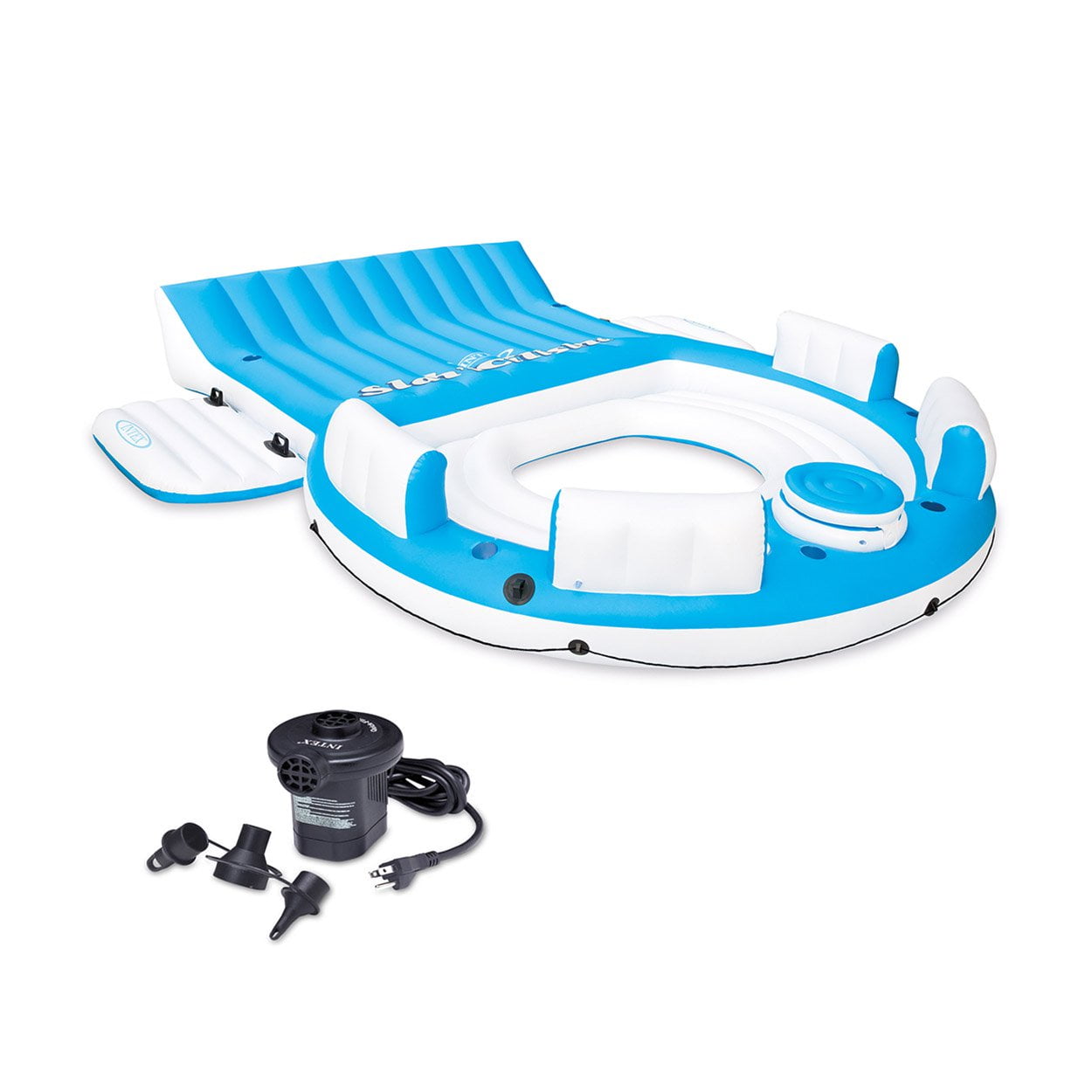 Intex Relaxation Island Raft And Intex AC Electric Air Pump | 56299CA + 66619E by Intex