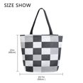 thumbnail image 5 of FORMRS Womens Canvas Tote Bag with Zipper Inner Pocket Shoulder Handbag, Black and Gray Plaid Pattern, 5 of 7
