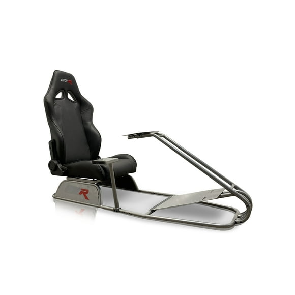 GTR Simulator GTS Model Racing Simulator Cockpit Silver Frame with Majestic Black Seat