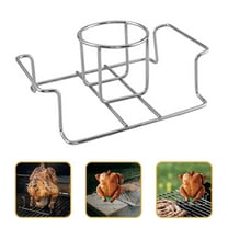 Masteelf  Folding Chicken Rack Bracket Beer Can Roasting Holder Silver