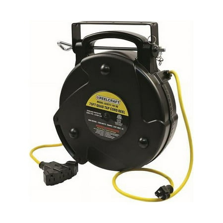 Reelcraft LG3075 143 9Q 10A 75 ft. Medium Duty Quad Outlet Cord Reel