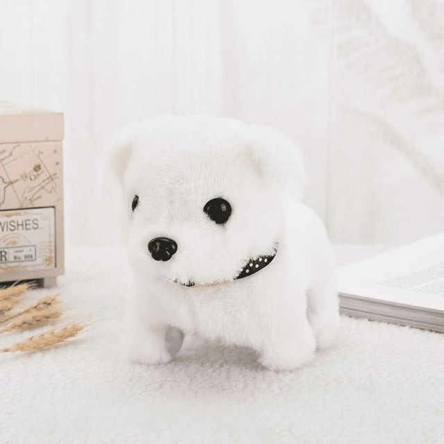 Electronic Plush Toys Puppy-Walking, Barking, Tail Wagging, Stretching Companion Animal for Kids Toddlers(Collar compared to bear)