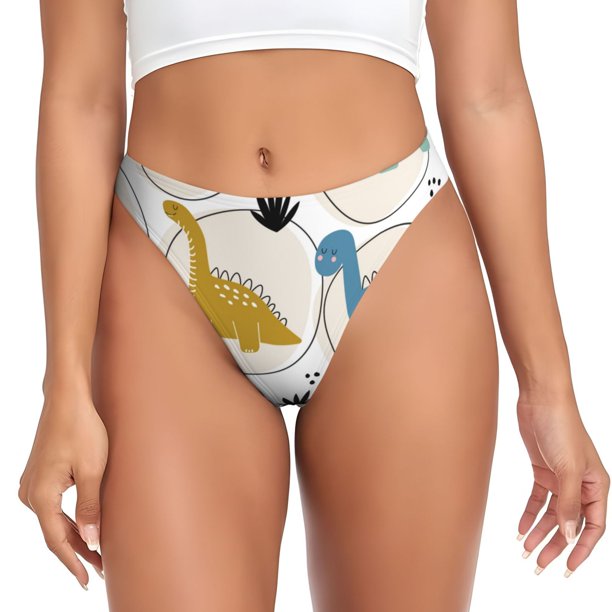 Balery Cute Dinosaurs Tangas de Algodón para Mujer con Estampado – Ropa Interior Sexy, Transpirable, G-string-4X-Large