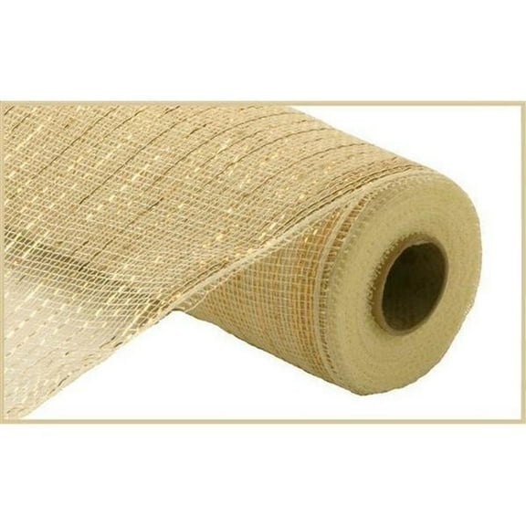 10 Metallic Poly Deco Mesh: Cream (10 Yards)