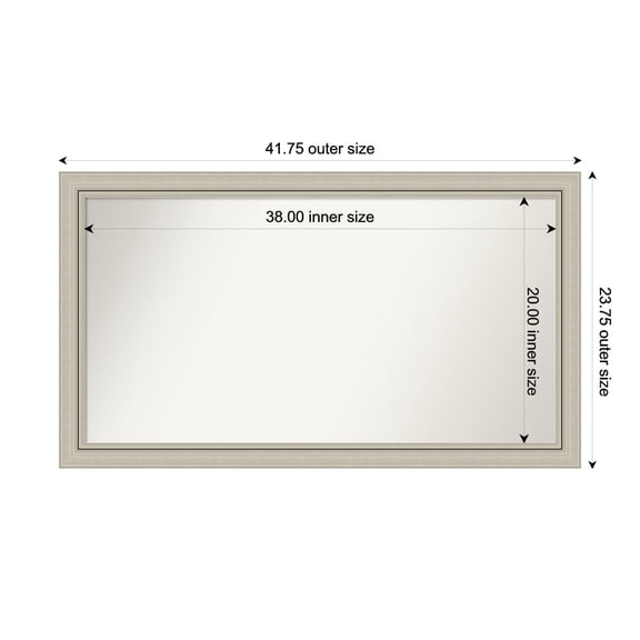 Amanti Art Custom Wall and Bathroom Mirror (23.75 x 41.75 in.), Romano Silver Narrow Frame
