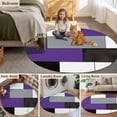 thumbnail image 6 of Purple Gray Round Living Room Rugs 8 ft, Abstract Color Block Washable Large Area Rug with Non-Slip Sturdy Edge Binding Round Carpet for Dining Room Kitchen Office, 6 of 9
