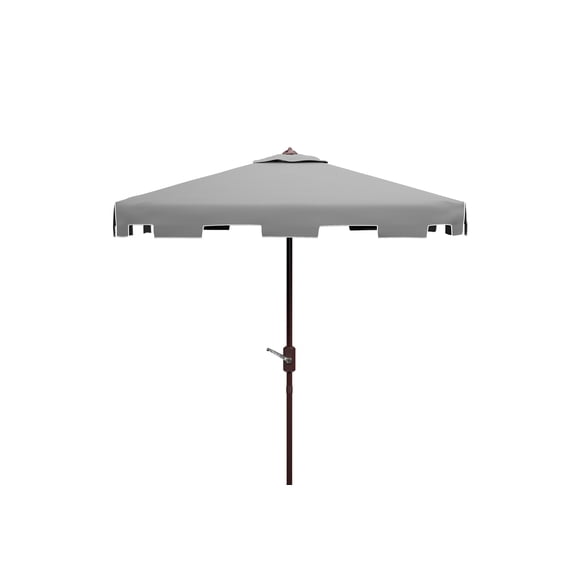 SAFAVIEH Zimmerman 7.5' Market Crank Square Patio Umbrella, Grey/White
