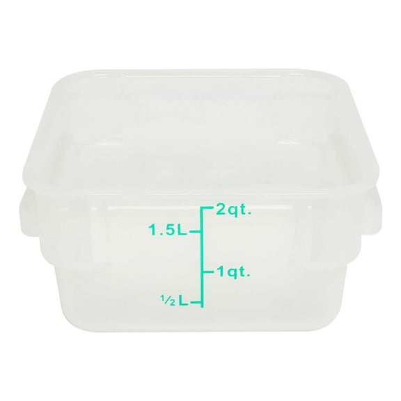 Excellante 2 quart plastic square food storage containers, translucent, NSF certified, comes in each