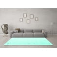 thumbnail image 3 of Ahgly Company Machine Washable Indoor Rectangle Solid Turquoise Blue Modern Area Rugs, 2' x 4', 3 of 4