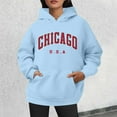 thumbnail image 2 of XIAONU Womens Hoodies Retro Letter Print Drawstring Hooded Sweatshirt With Kangaroo Pocket Drawstring Long Sleeve Fleece Lined Pullover Hoodie, 2 of 4